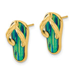 14k Polished w/Created Blue Opal Flip Flop Post Earrings