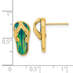 14k Polished w/Created Blue Opal Flip Flop Post Earrings