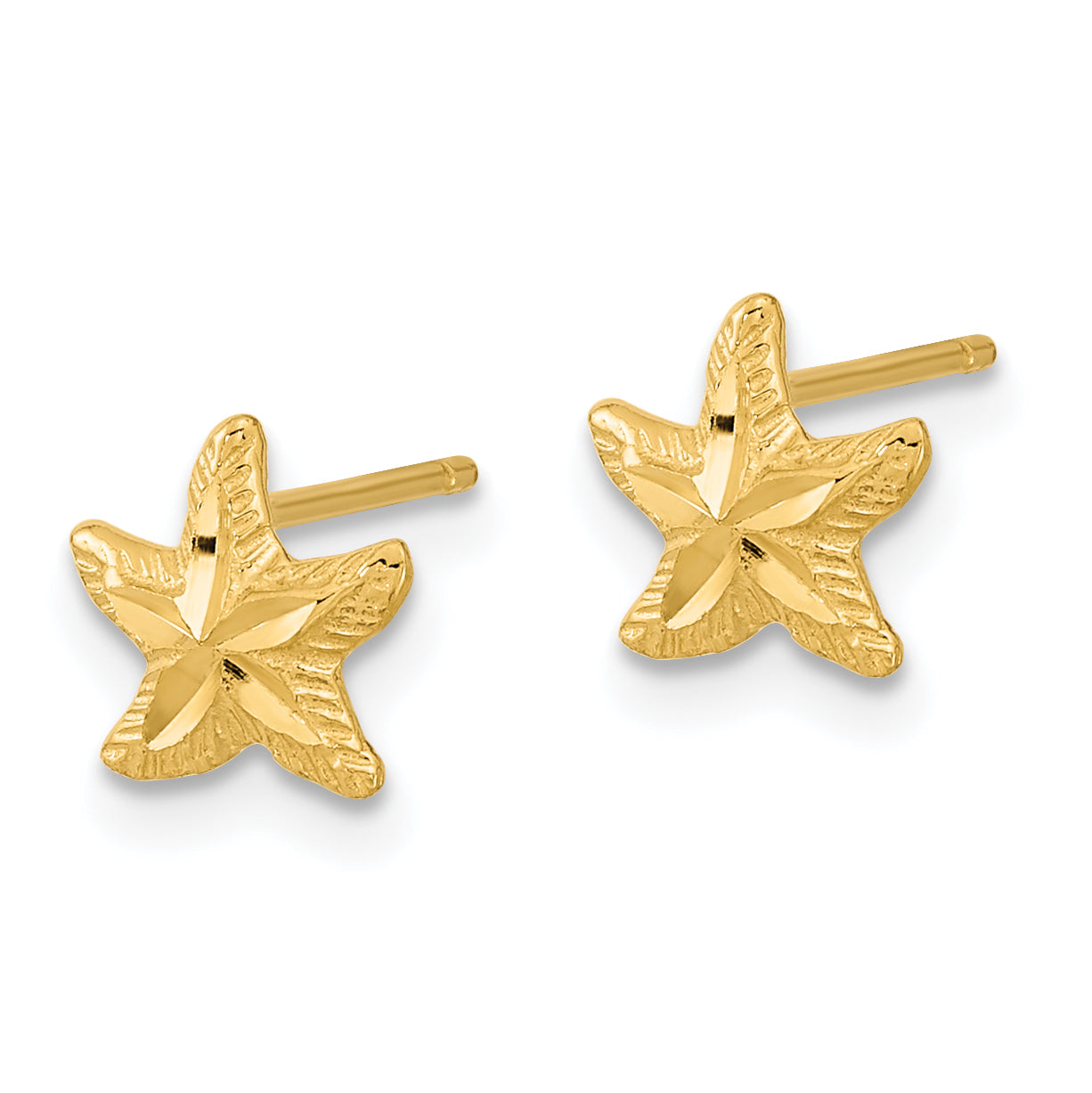 14k Polished Diamond-cut Starfish Post Earrings Secondary image