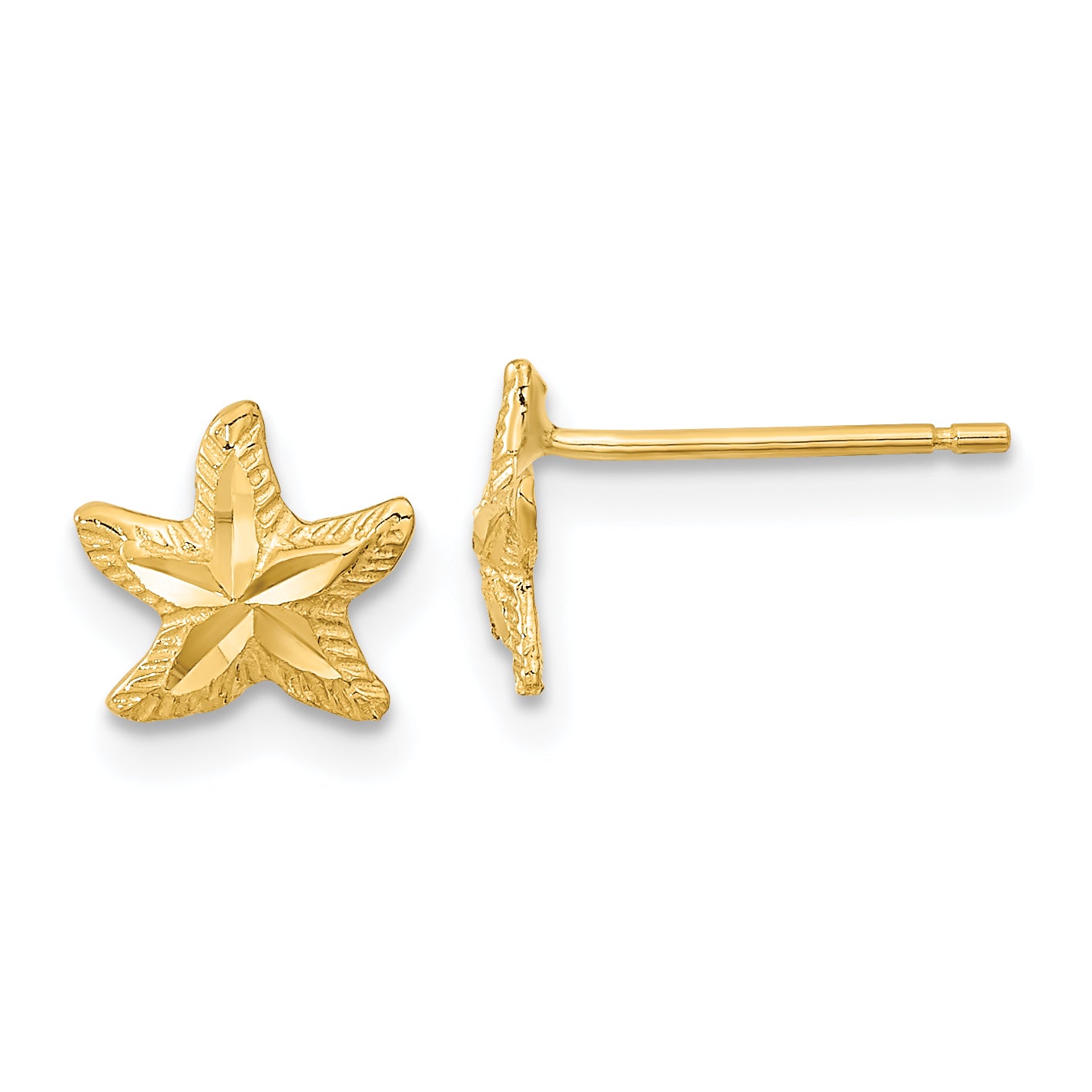 14k Polished Diamond-cut Starfish Post Earrings Main image