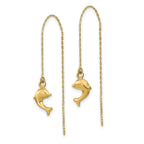 14k Polished Dolphins Threader Earrings