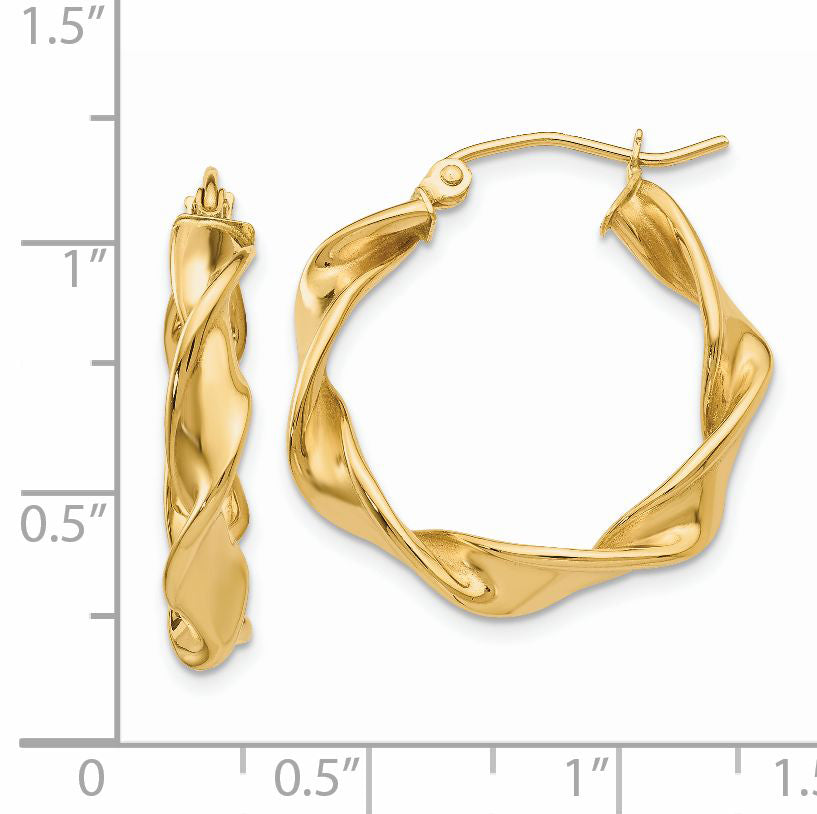 14k 4.00mm Twisted Hoop Earrings