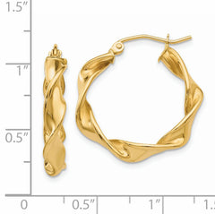 14k 4.00mm Twisted Hoop Earrings