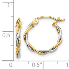14k Two-tone Polished 1.8mm Twisted Hoop Earrings