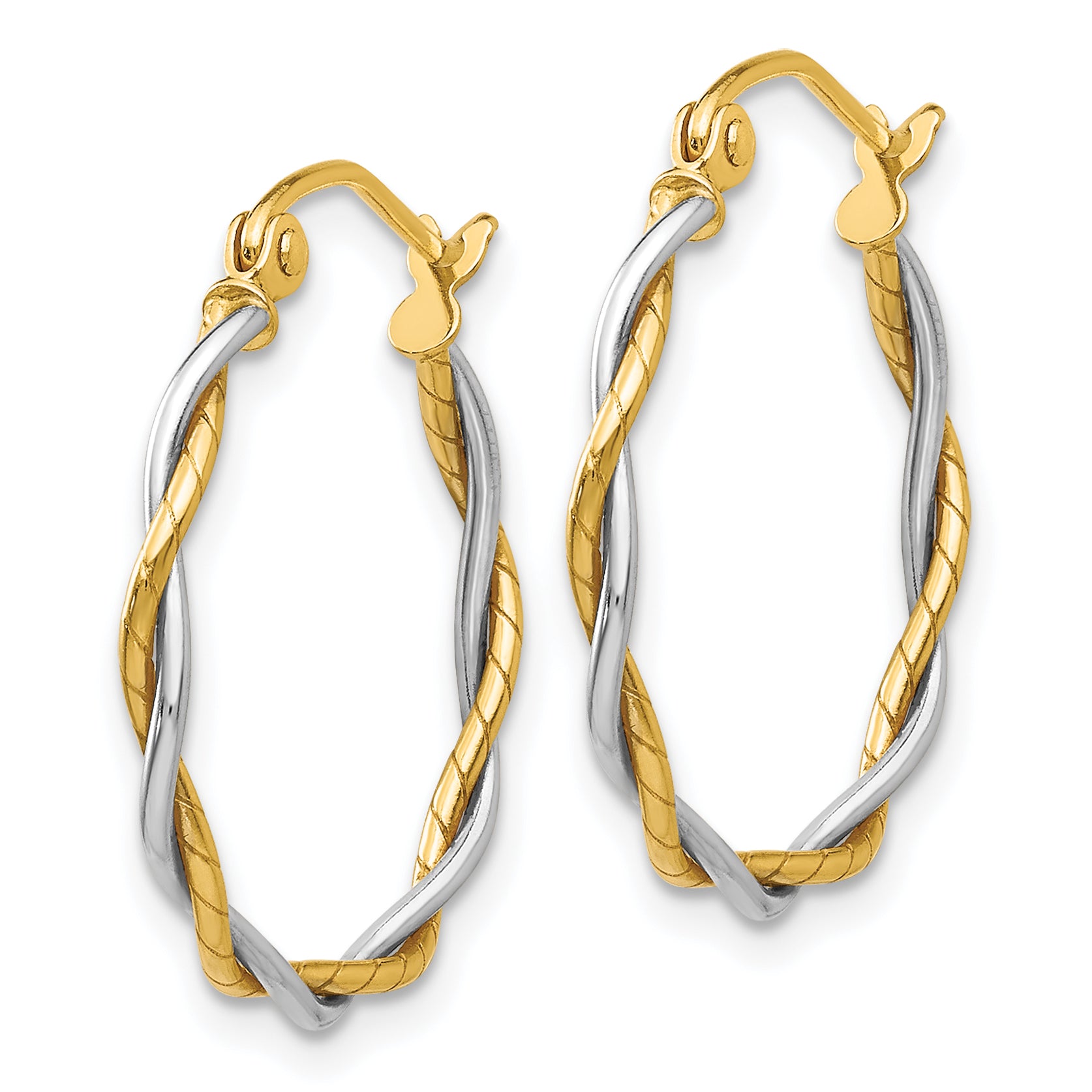 14k Two-tone Polished1.8mm Twisted Hoop Earrings Secondary image