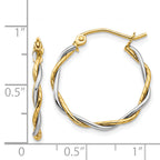 14k Two-tone Polished1.8mm Twisted Hoop Earrings