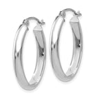 14k White Gold Polished 3.5mm Oval Hoop Earrings