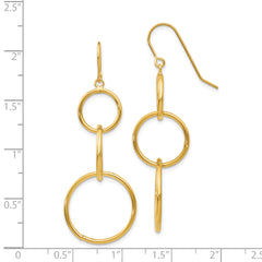 14k 3 Circle Dangle Wire Earrings