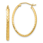 14k Lightweight Diamond-cut Oval Hoop Earrings