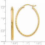 14k Lightweight Diamond-cut Oval Hoop Earrings