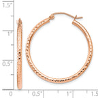 14k Rose Gold Diamond-cut Polished Hoop Earrings