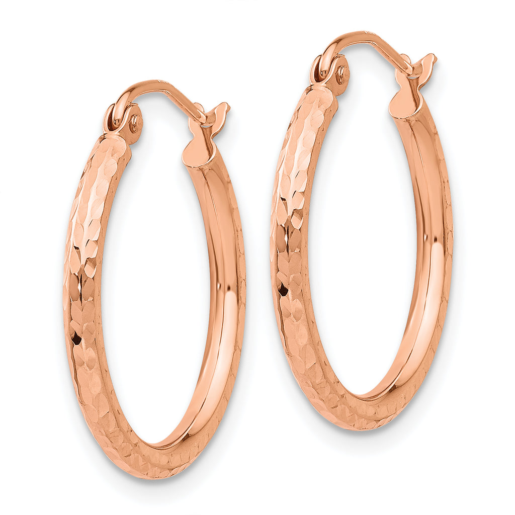 Diamond-Cut Tube Hoop Earrings in 14K Rose Gold