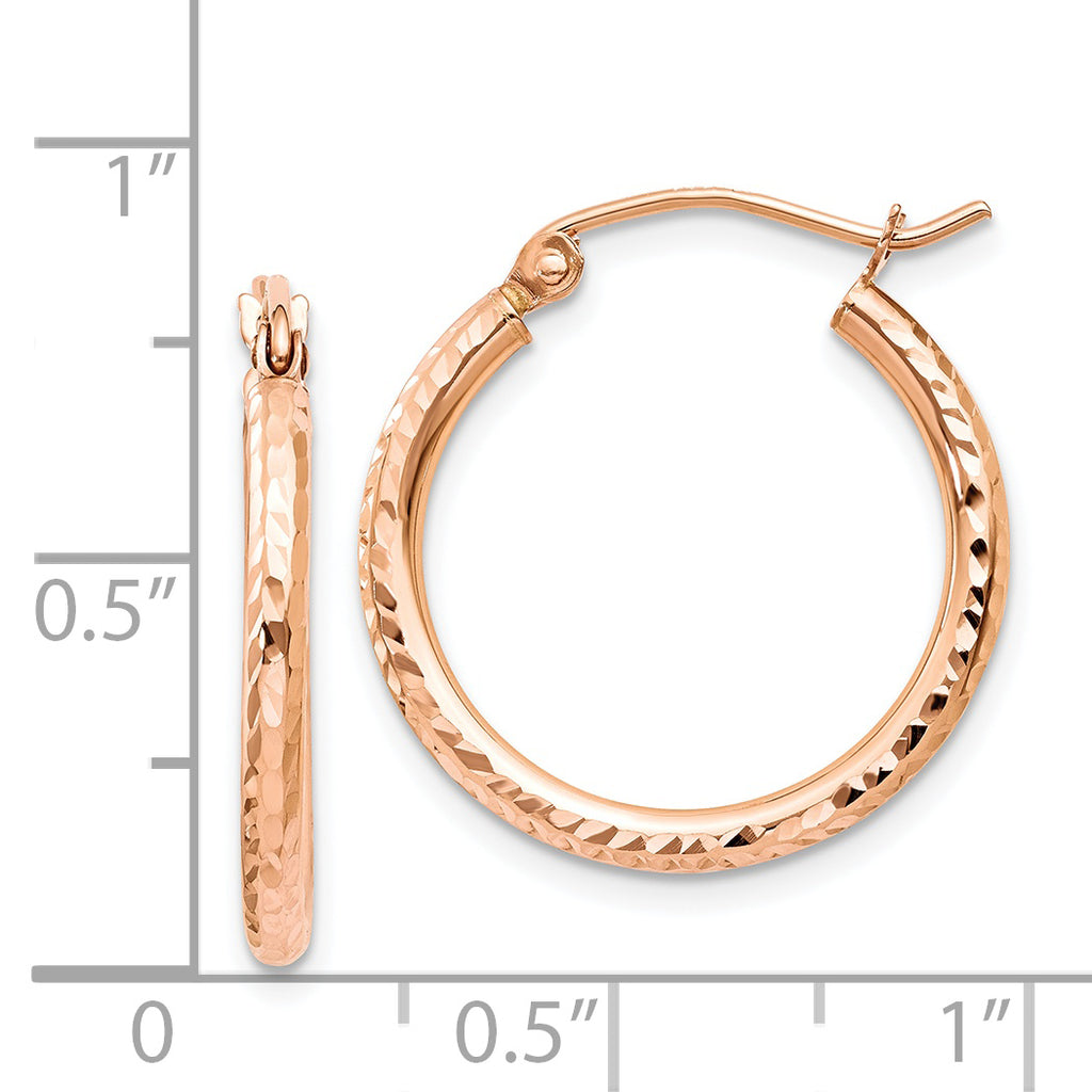 Diamond-Cut Tube Hoop Earrings in 14K Rose Gold