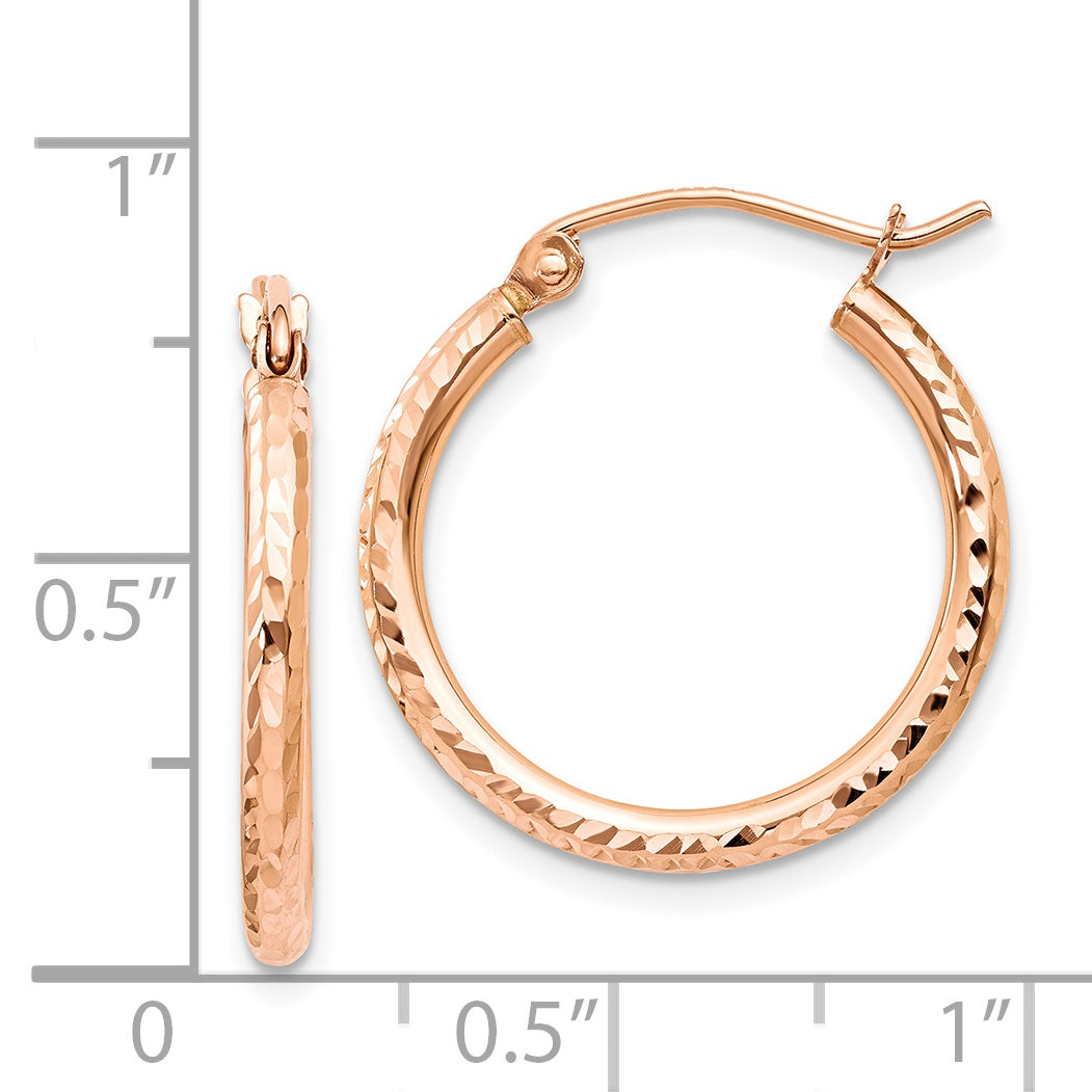 Diamond-Cut Tube Hoop Earrings in 14K Rose Gold