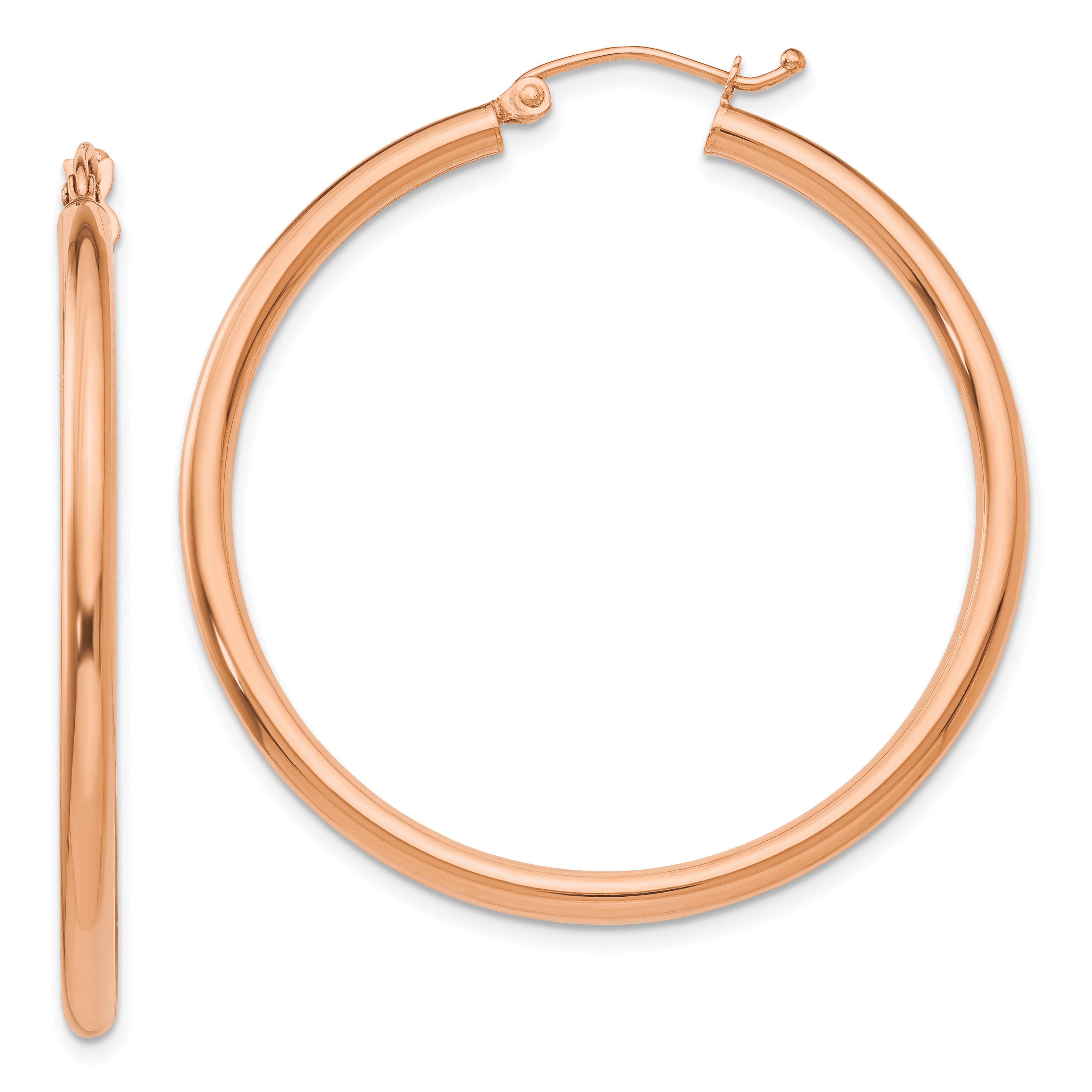 14k Rose Gold Polished 2.5mm Lightweight Tube Hoop Earrings Main image
