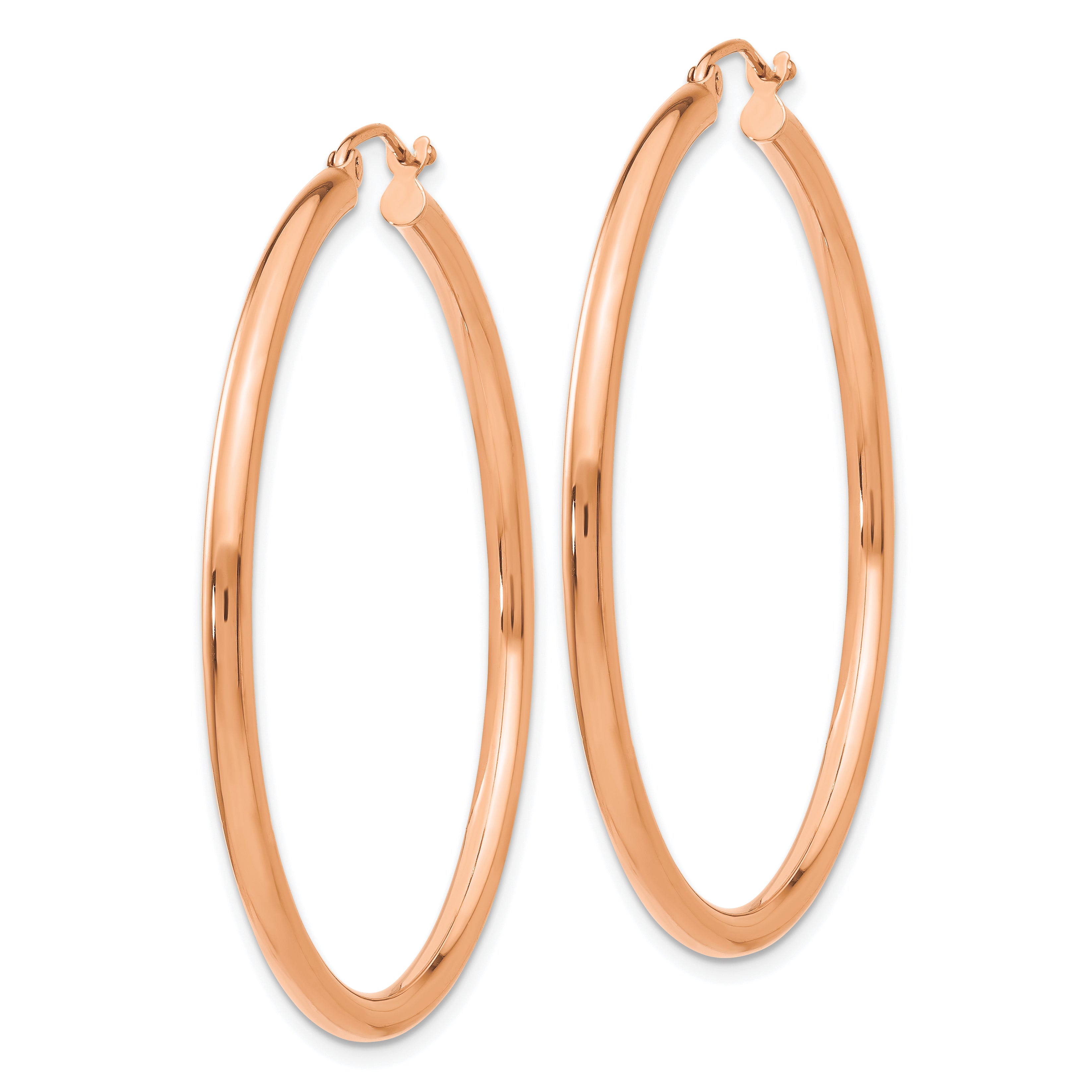 14k Rose Gold Polished 2.5mm Lightweight Tube Hoop Earrings Secondary image