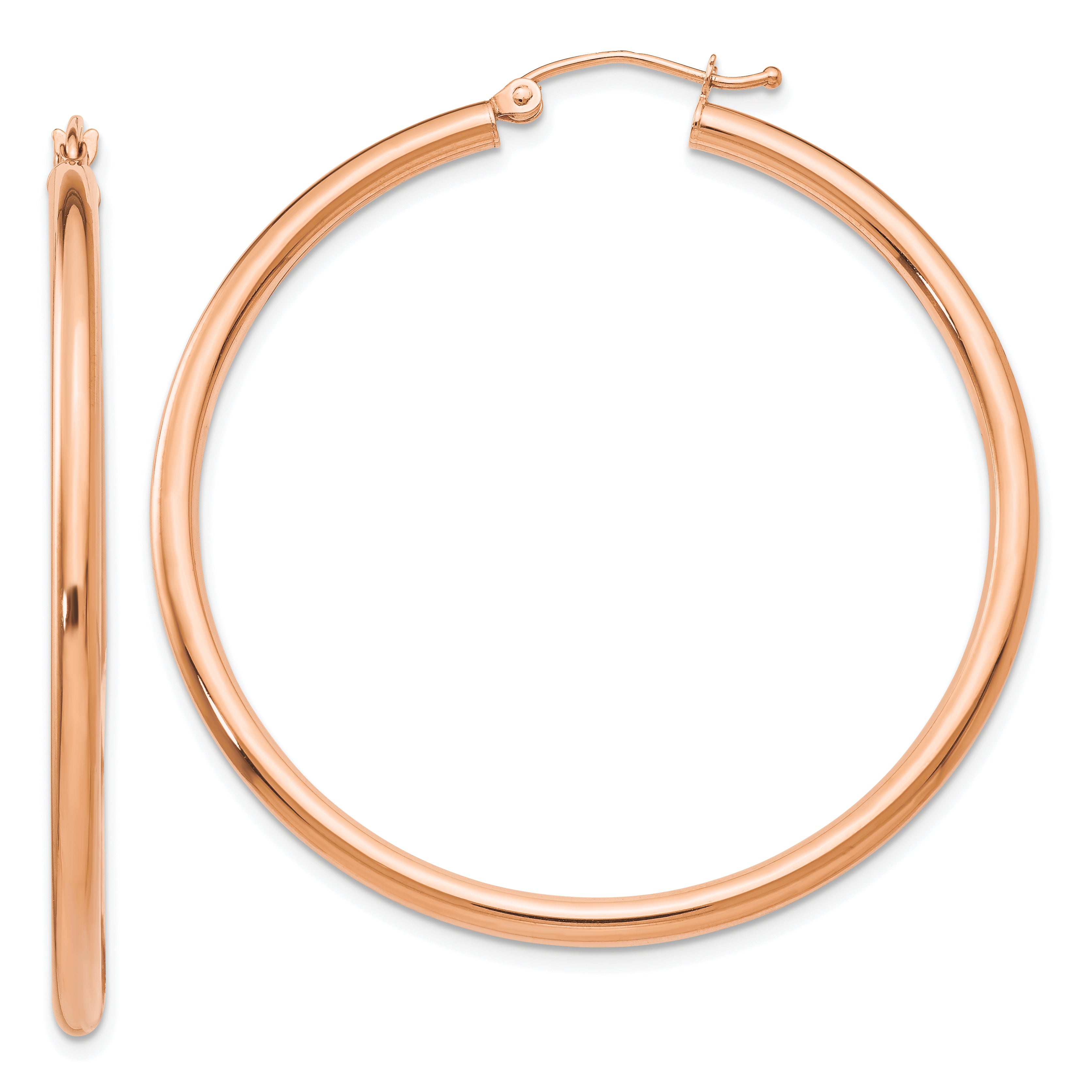 14k Rose Gold Polished 2.5mm Lightweight Tube Hoop Earrings Main image