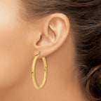 14k 3mm Polished Square Hoop Earrings