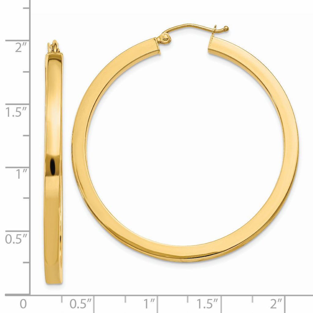 14k 3mm Polished Square Hoop Earrings