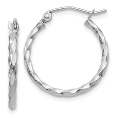 14k WG Twist Polished Hoop Earring