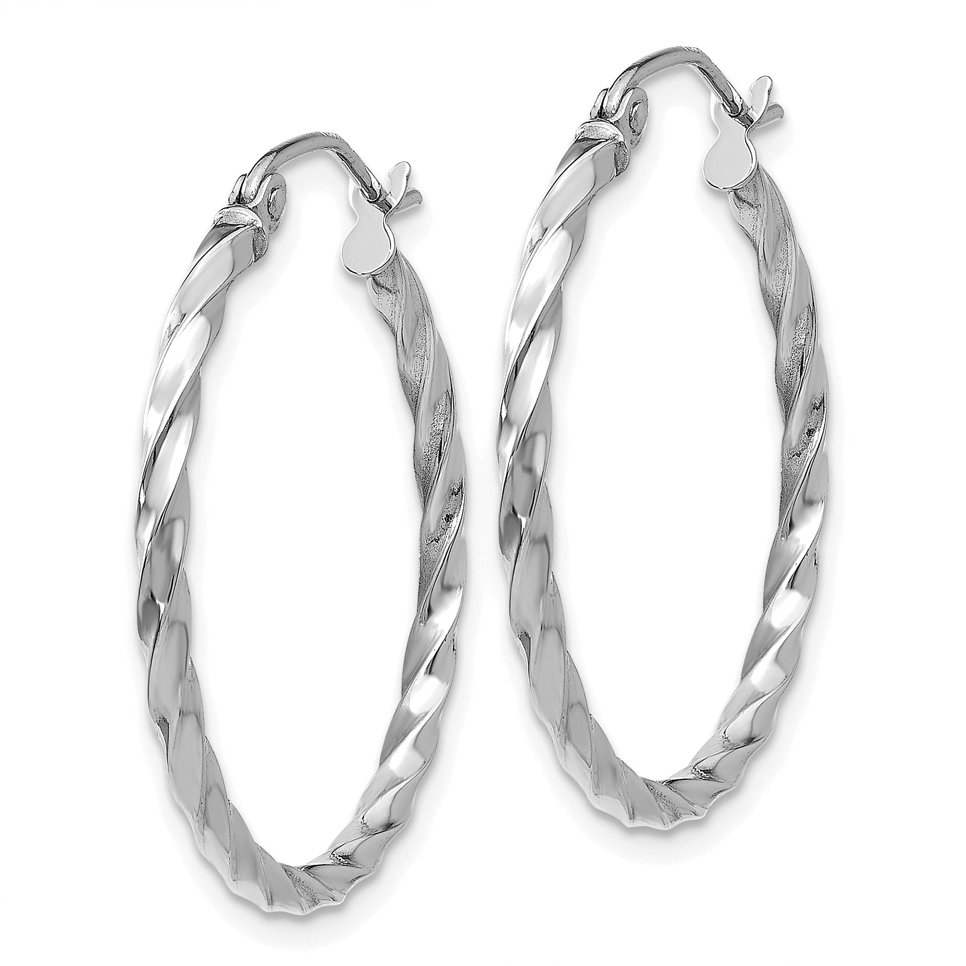 14k WG Twist Polished Hoop Earring Secondary image