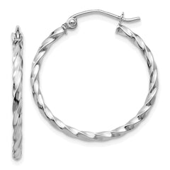 14k WG Twist Polished Hoop Earring