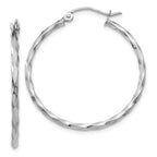 14k WG Twist Polished Hoop Earring