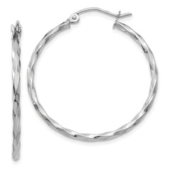 14k WG Twist Polished Hoop Earring