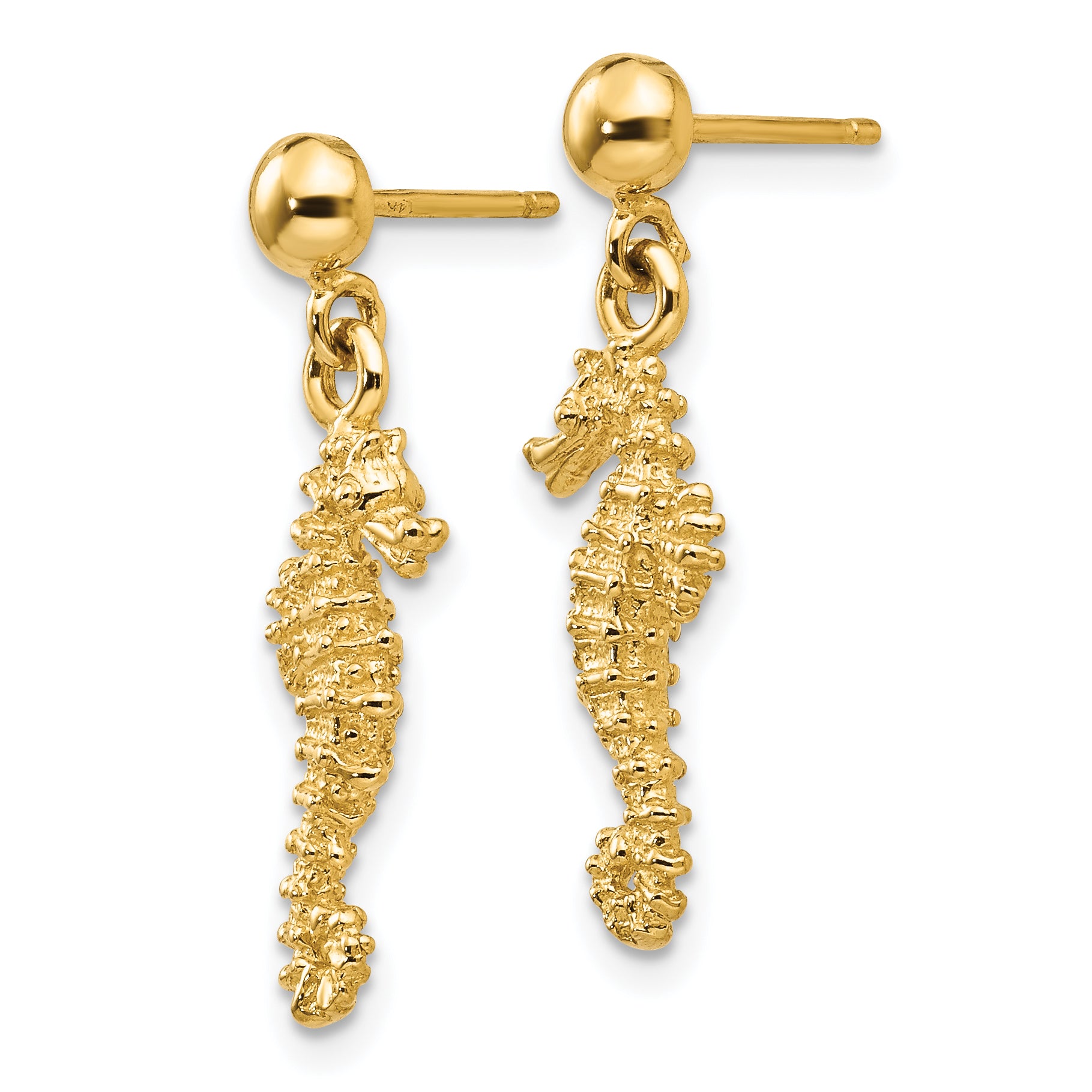 14k Seahorse Dangle Earrings Secondary image