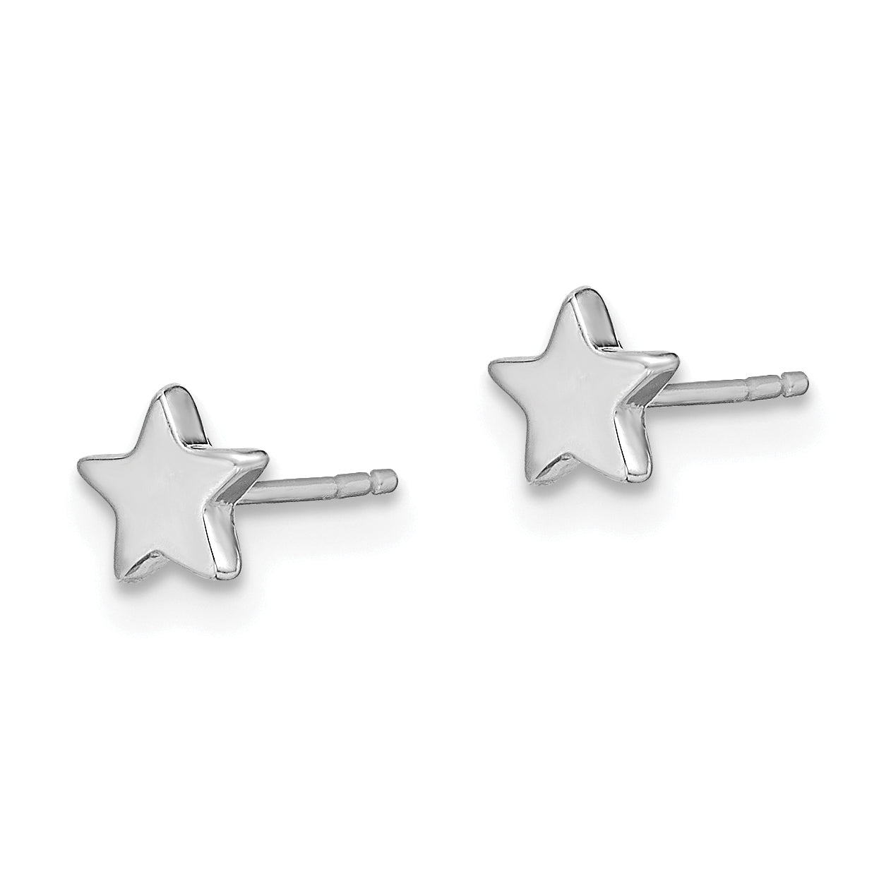 14k White Gold Polished Star Post Earrings Secondary image