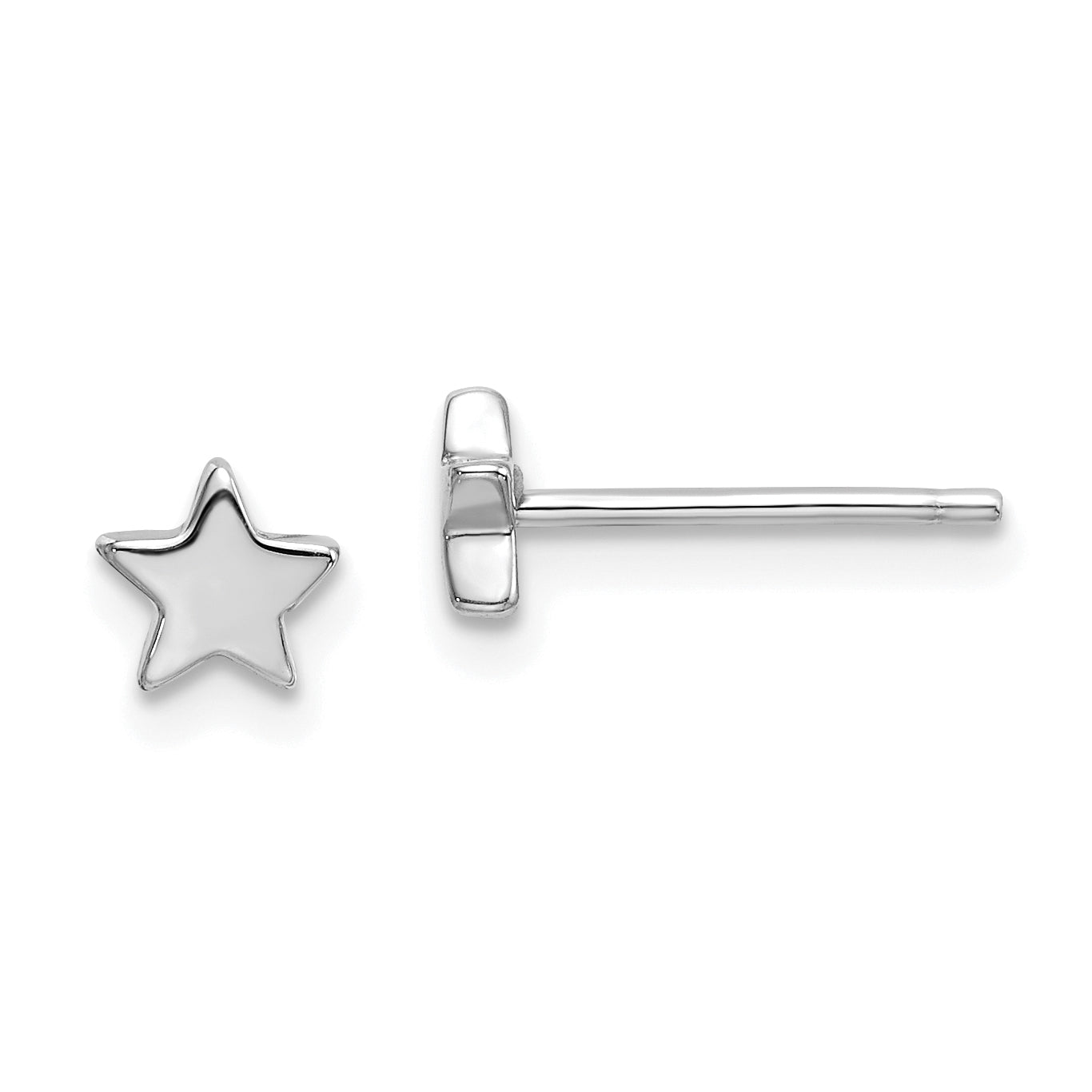 14k White Gold Polished Star Post Earrings Main image