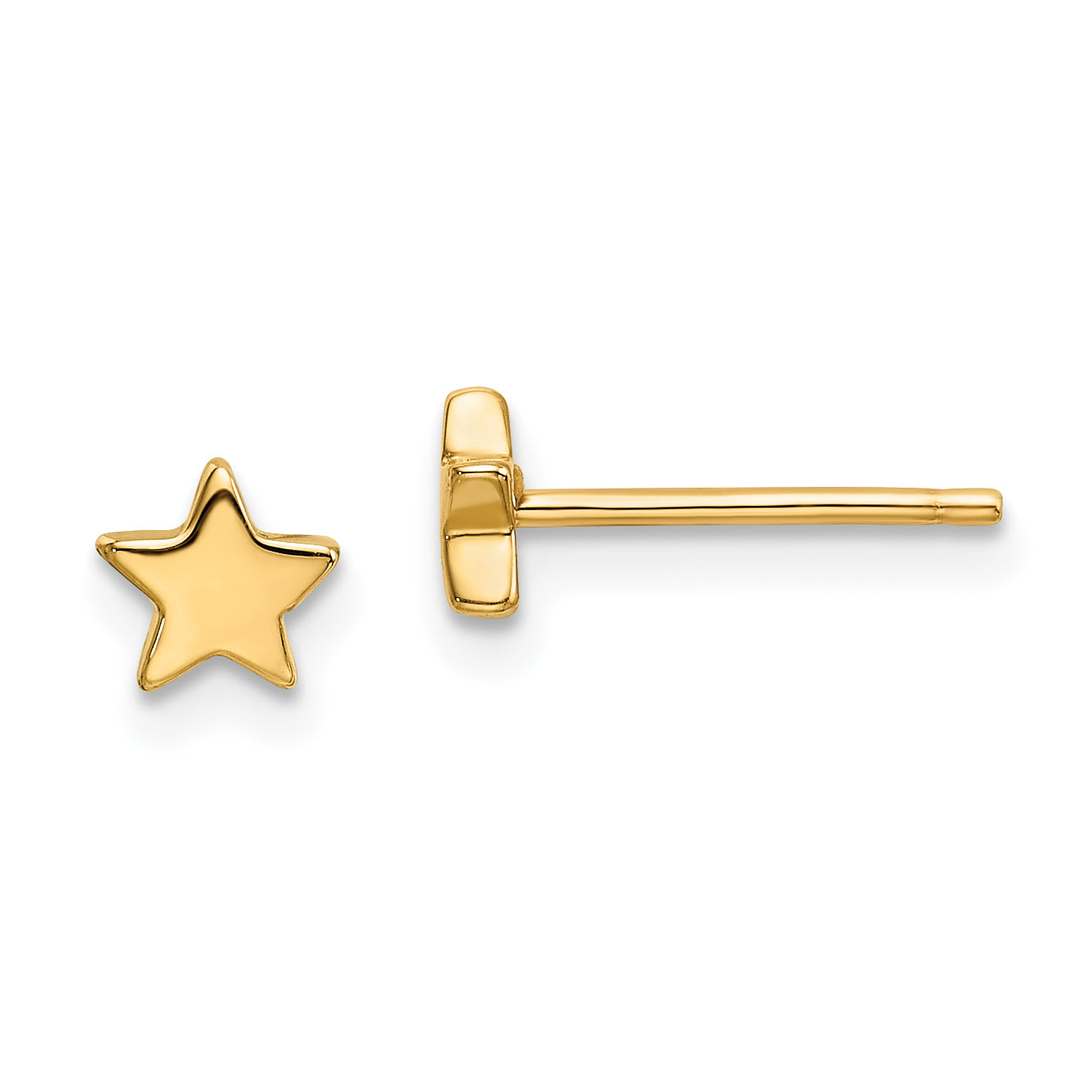14k Gold Polished Star Post Earrings Main image