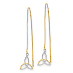 14k w/Rhodium D/C Box Chain Celtic Knot Threader Earrings