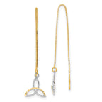 14k w/Rhodium D/C Box Chain Celtic Knot Threader Earrings