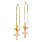 14k Yellow & Rose D/C Polished Crosses Threader Earrings