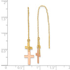 14k Yellow & Rose D/C Polished Crosses Threader Earrings