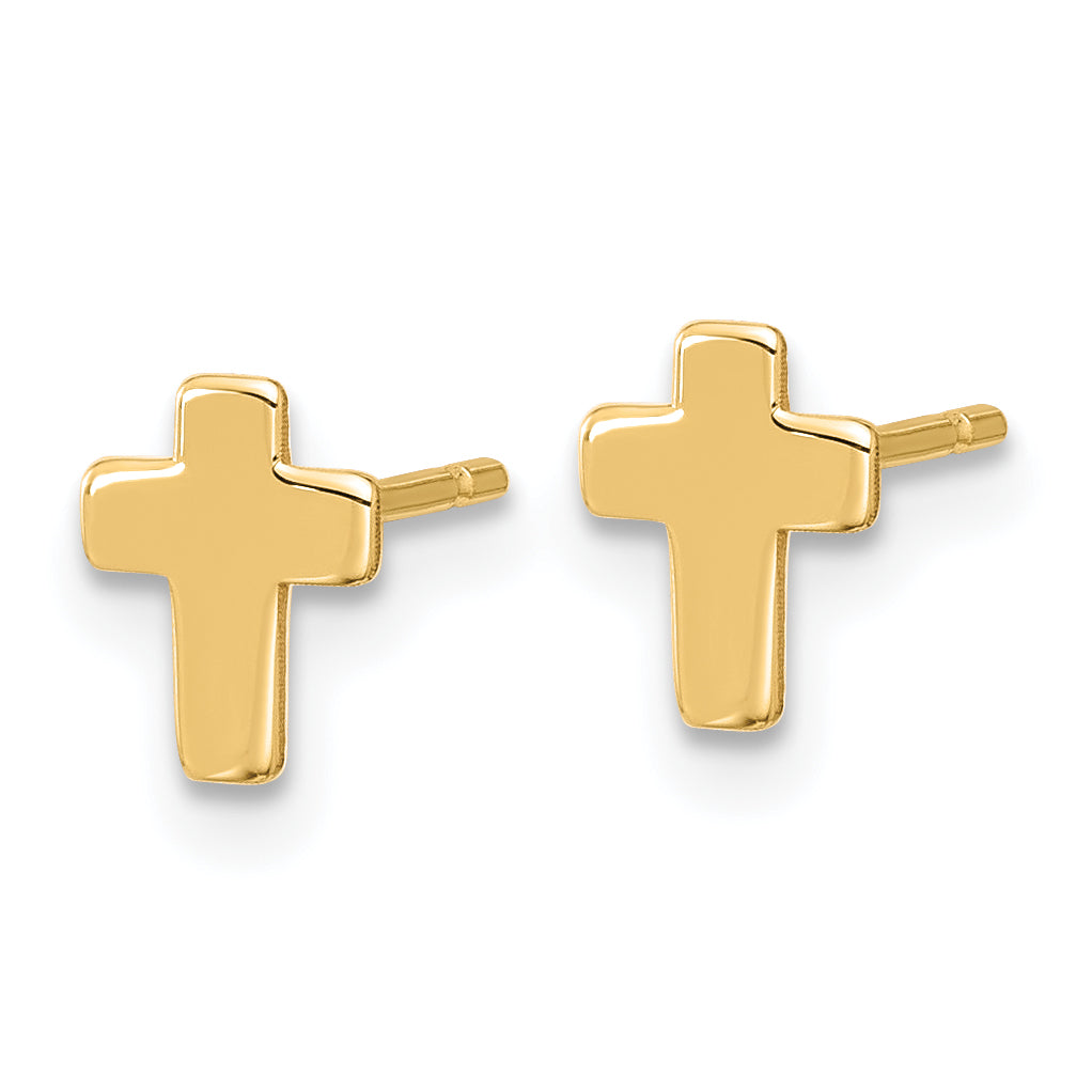 14k Gold Polished Cross Post Earrings Secondary image