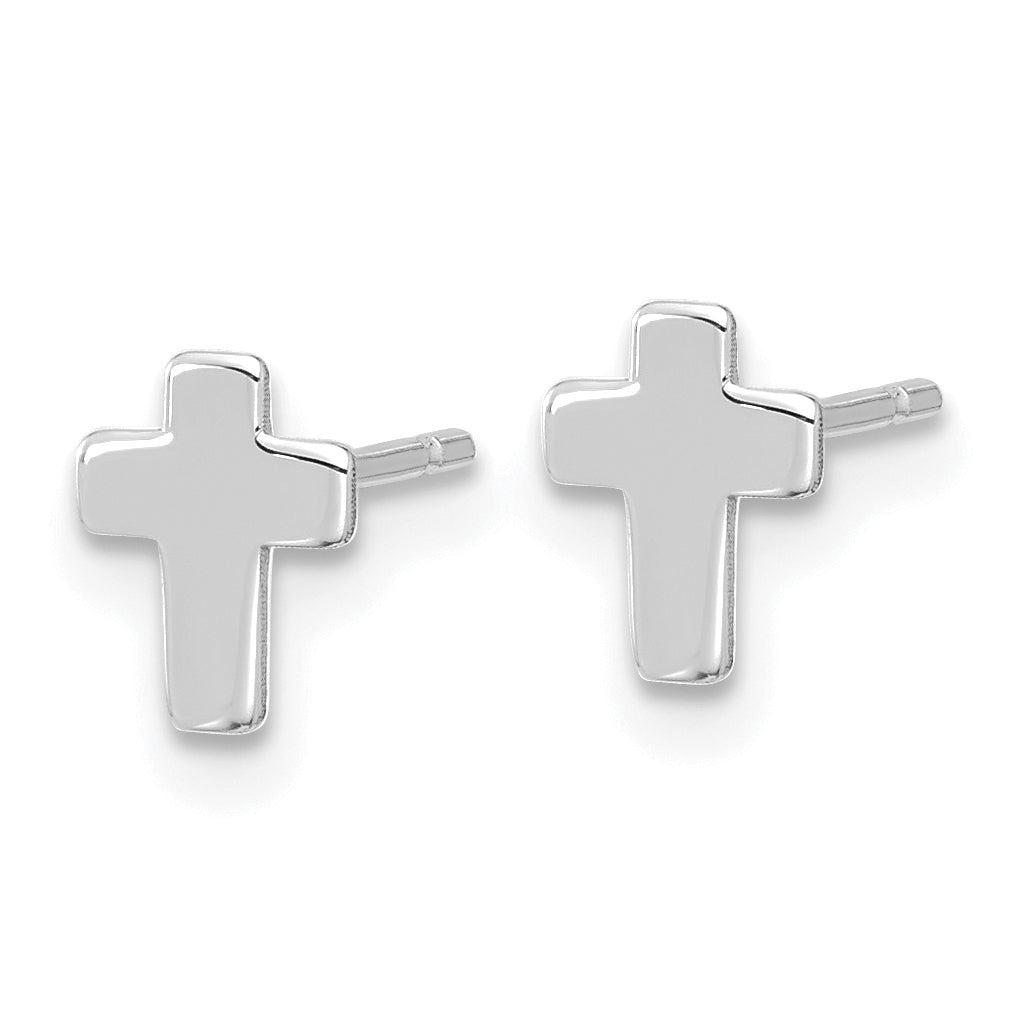 14k White Gold Polished Cross Post Earrings Secondary image