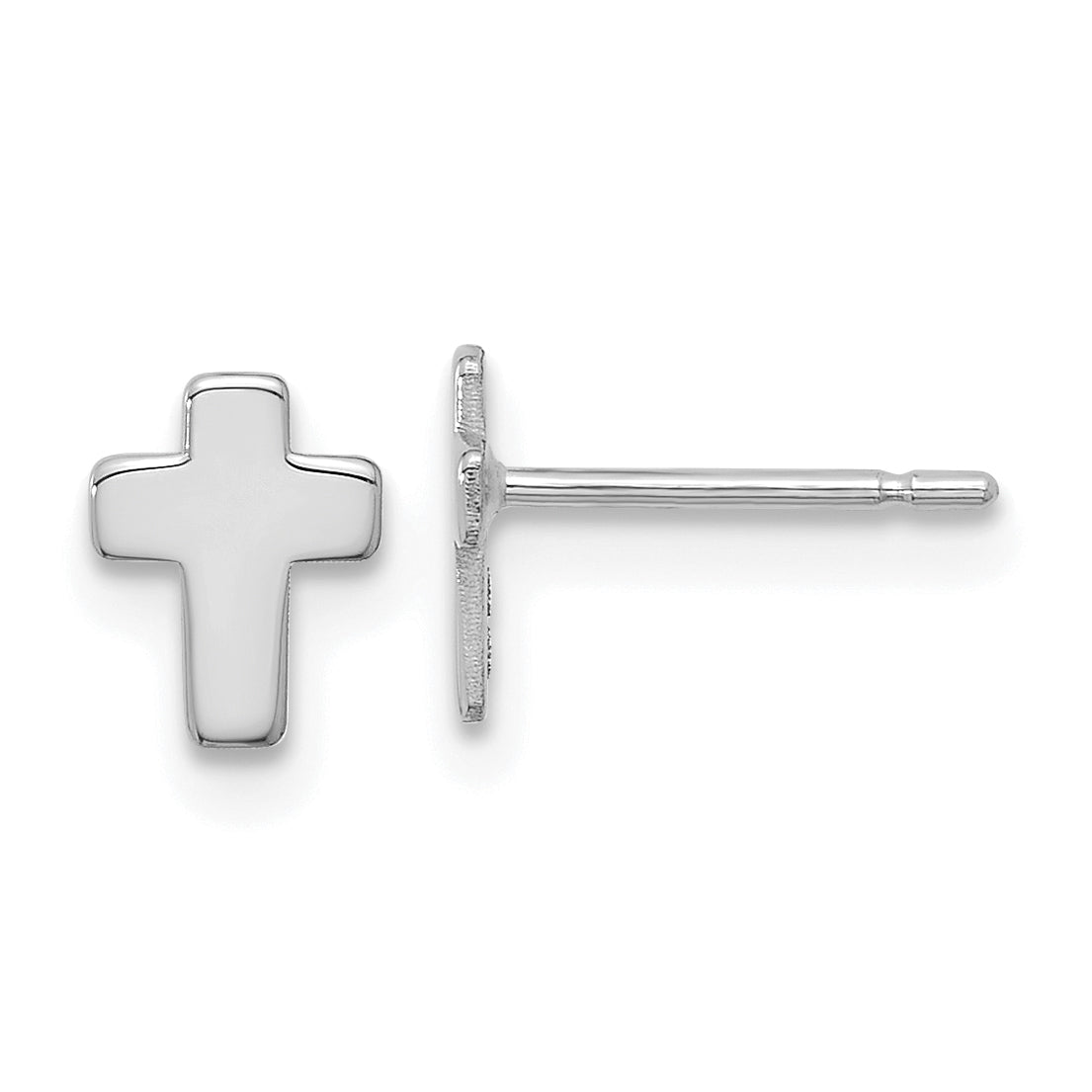 14k White Gold Polished Cross Post Earrings Main image