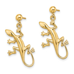 14K Polished Gecko Dangle Earrings