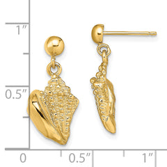 14K Conch Shell Dangle Earrings