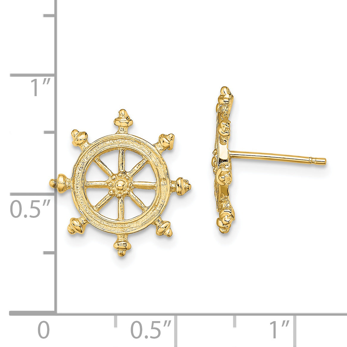 14K Ship's Wheel Post Earrings