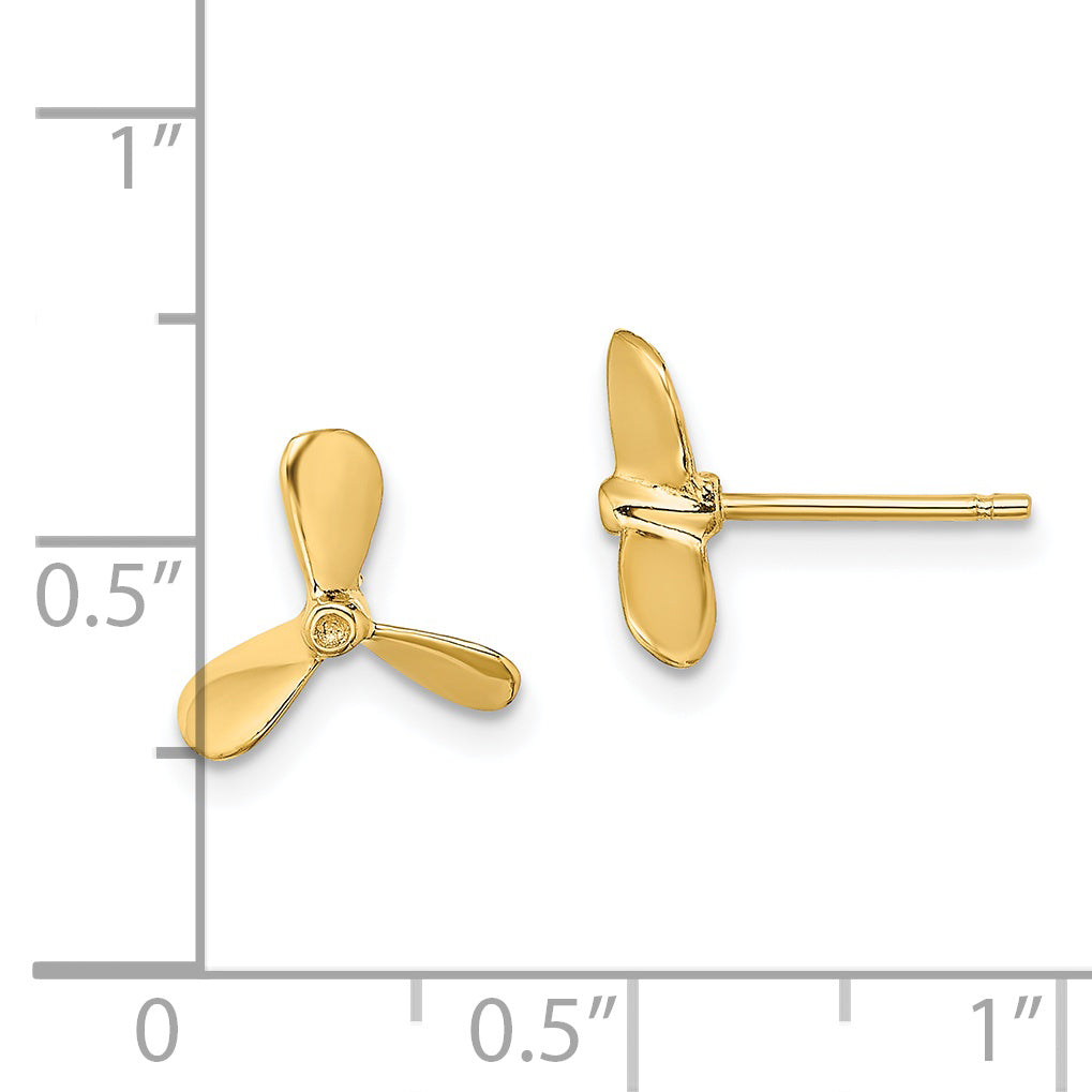 14K 2-D Propeller Post Earrings