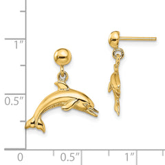 14K Jumping Dolphin Dangle Earrings