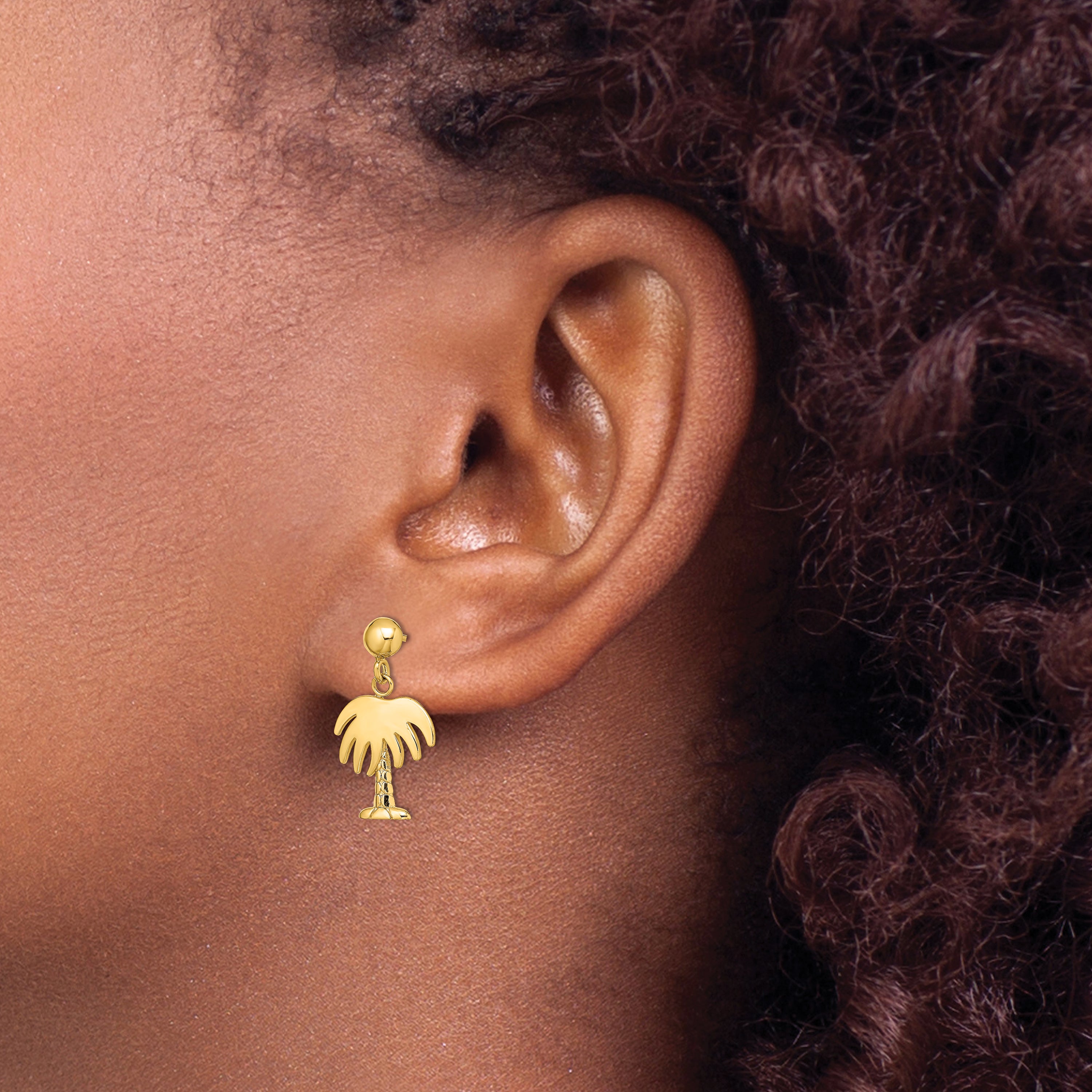 14K Charleston Palm Tree Dangle Earrings
