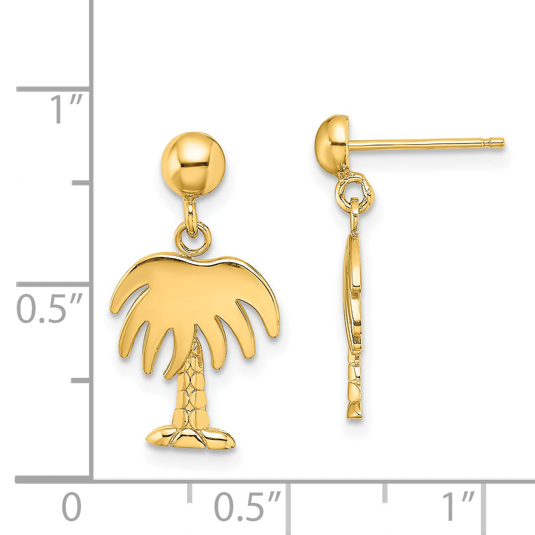 14K Charleston Palm Tree Dangle Earrings