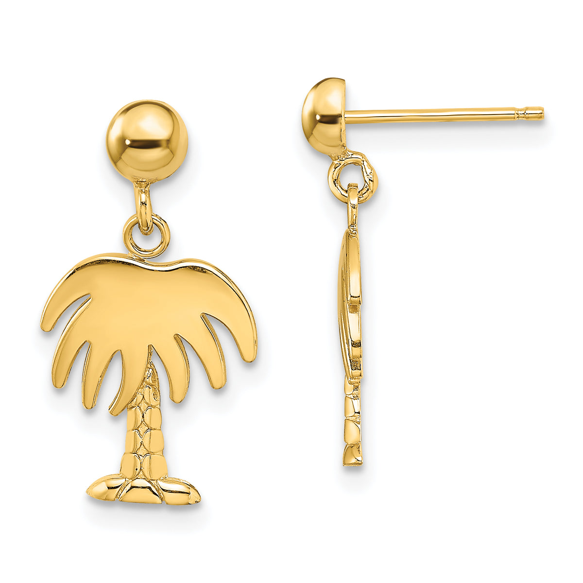 14K Charleston Palm Tree Dangle Earrings