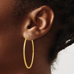 14k Diamond-cut Square Tube Endless Hoop Earrings