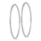 14k White Gold Diamond-cut Square Tube Endless Hoop Earrings