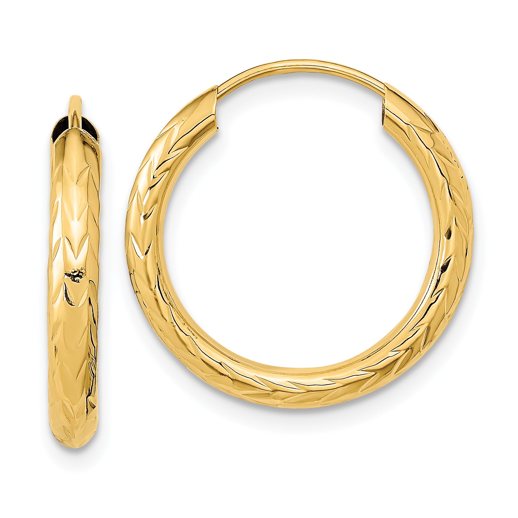 14k Polished & D/C Endless Hoop Earrings Main image